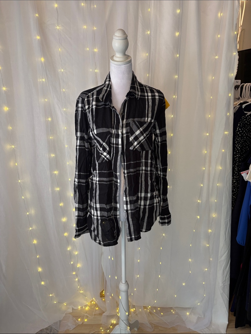 Lucky Brand Black and White Plaid Shirt
